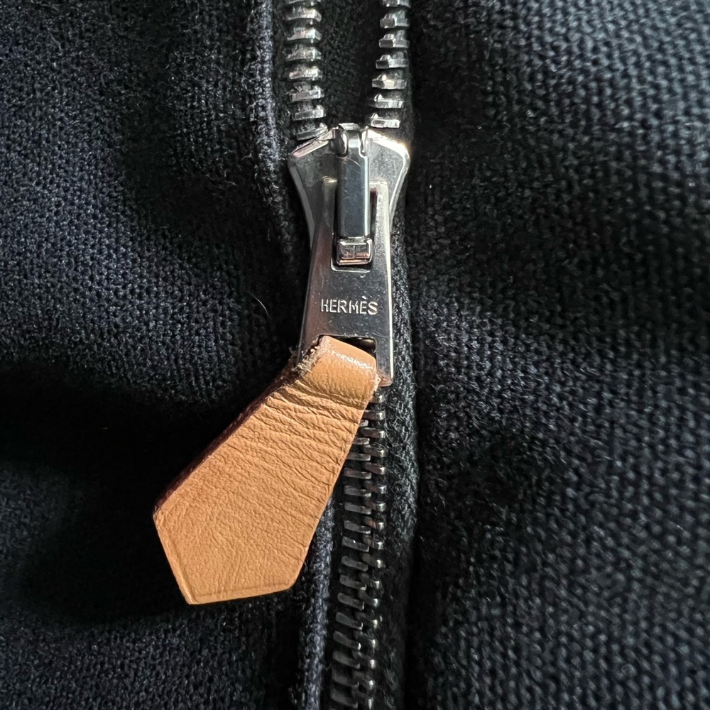 Hermes Tote Unisex Black Canvas with Black Detailing & White Stitching - Picture 11 of 15